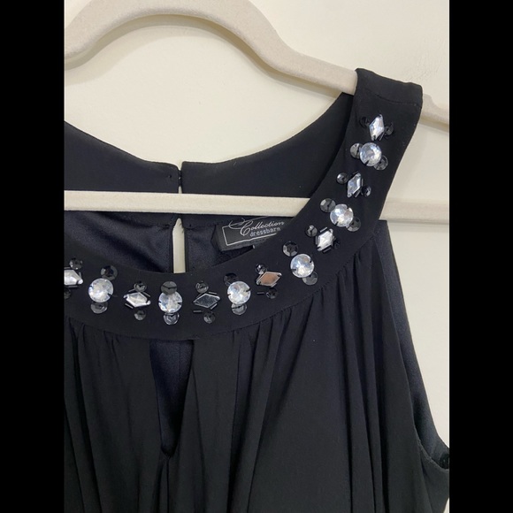 Dressbarn Collection Women's Size 10 Black Dress Jewleled Neckline Sleeveless - Picture 7 of 13